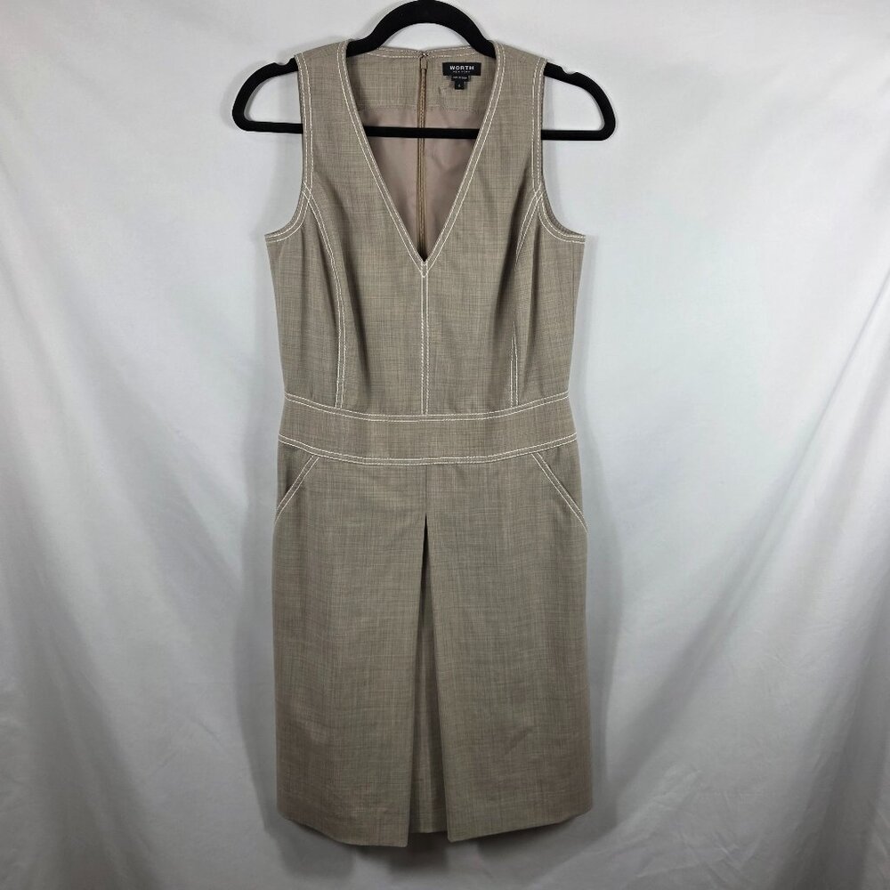 Worth New York Wool Blend Sleeveless Dress Women's Size 4 Beige